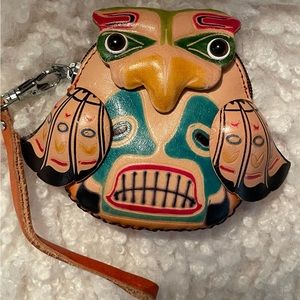 Aboriginal leather change wristlet